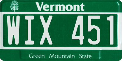 VT license plate WIX451