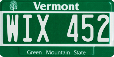 VT license plate WIX452