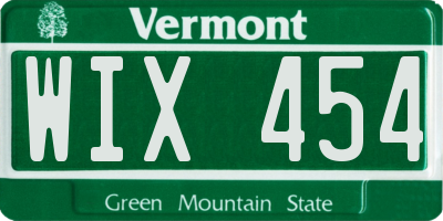 VT license plate WIX454