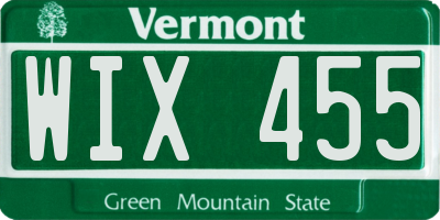 VT license plate WIX455