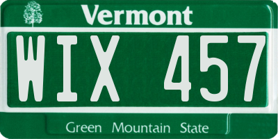 VT license plate WIX457
