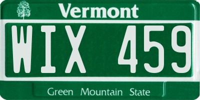 VT license plate WIX459
