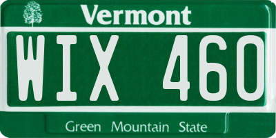 VT license plate WIX460