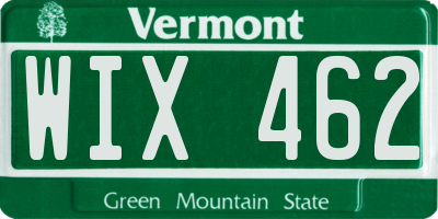 VT license plate WIX462