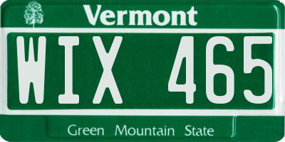 VT license plate WIX465