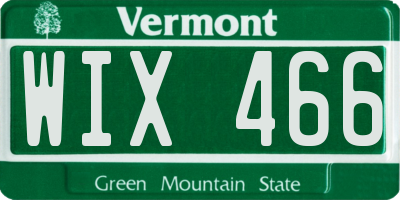 VT license plate WIX466