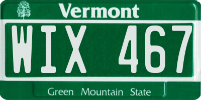 VT license plate WIX467