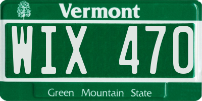 VT license plate WIX470