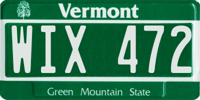 VT license plate WIX472
