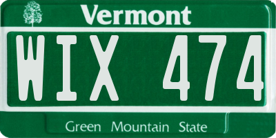 VT license plate WIX474