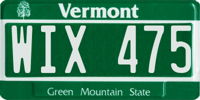 VT license plate WIX475