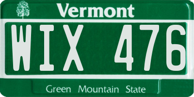 VT license plate WIX476