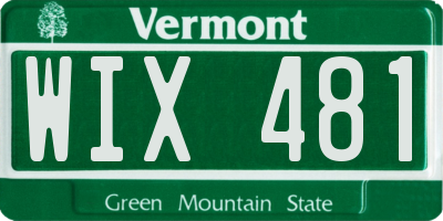VT license plate WIX481
