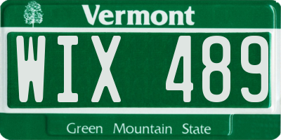 VT license plate WIX489