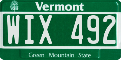 VT license plate WIX492