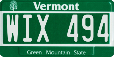 VT license plate WIX494