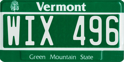 VT license plate WIX496