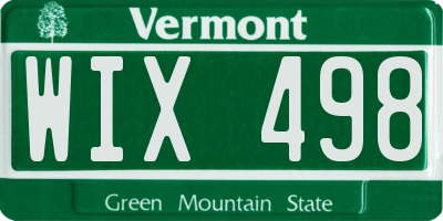 VT license plate WIX498