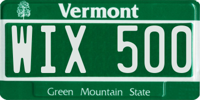 VT license plate WIX500