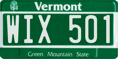 VT license plate WIX501