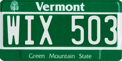 VT license plate WIX503