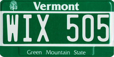 VT license plate WIX505