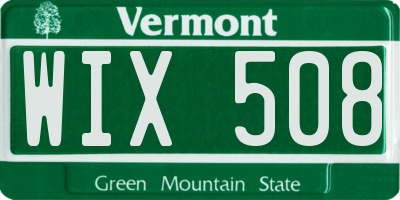VT license plate WIX508