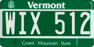 VT license plate WIX512