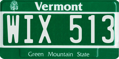 VT license plate WIX513