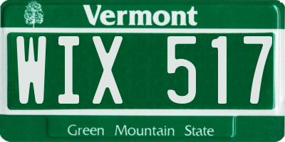 VT license plate WIX517