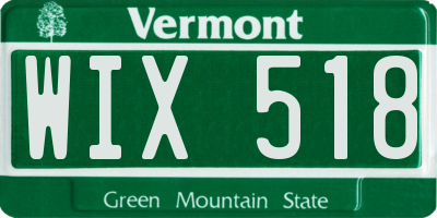 VT license plate WIX518