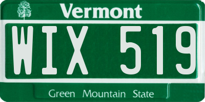 VT license plate WIX519