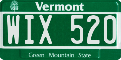 VT license plate WIX520