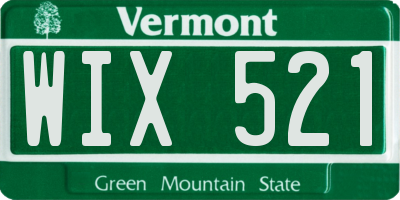 VT license plate WIX521