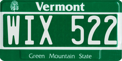 VT license plate WIX522
