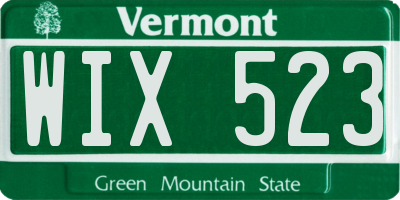 VT license plate WIX523