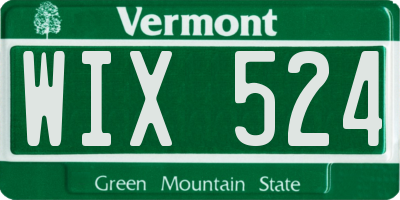 VT license plate WIX524