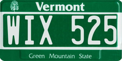 VT license plate WIX525