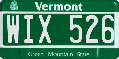 VT license plate WIX526