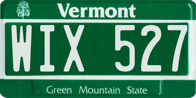VT license plate WIX527