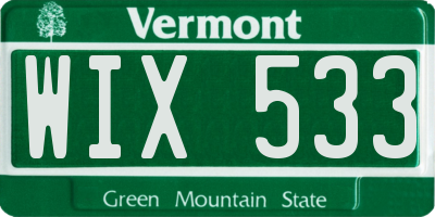 VT license plate WIX533