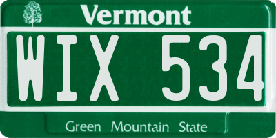 VT license plate WIX534