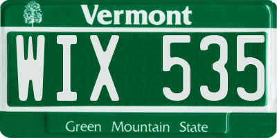 VT license plate WIX535