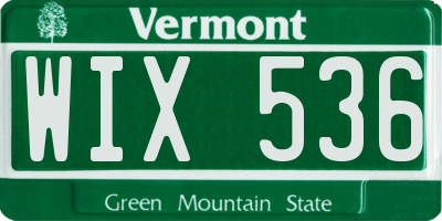 VT license plate WIX536