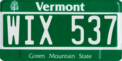VT license plate WIX537