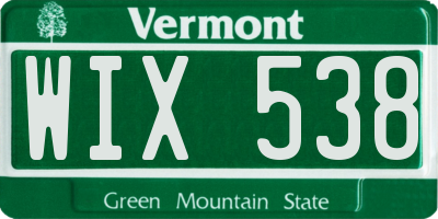 VT license plate WIX538