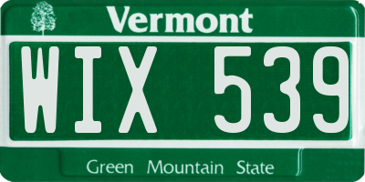 VT license plate WIX539