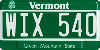 VT license plate WIX540