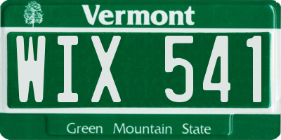 VT license plate WIX541