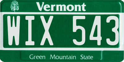 VT license plate WIX543